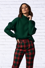 Turtleneck Dropped Shoulder Sweater – Women’s Oversized Knit Pullover for Cozy Effortless Style