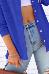 Distressed Denim Jacket with Frayed Edges