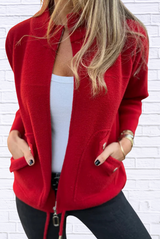Full Size Textured Knit Zip Up Outerwear Plus Size