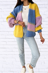 Color Block Open Front Cardigan