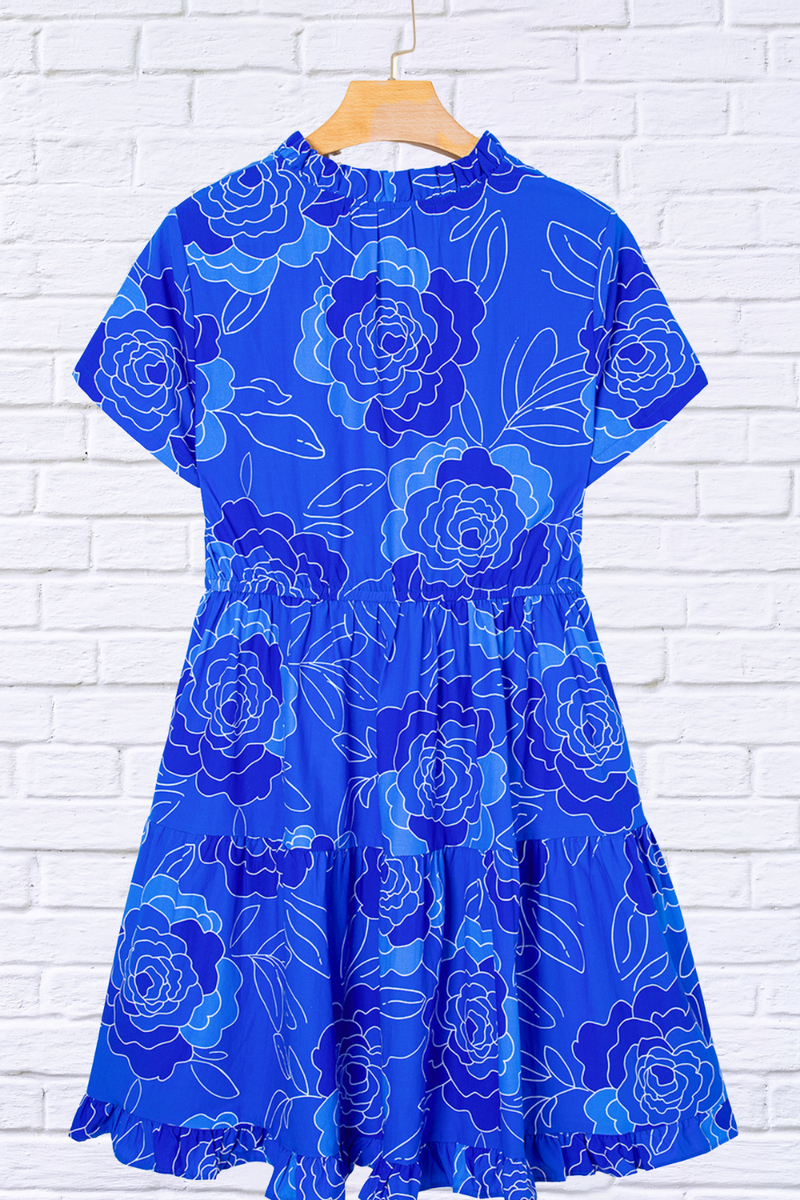 Ruffled Hem Short Sleeve Flowy Mini Dress