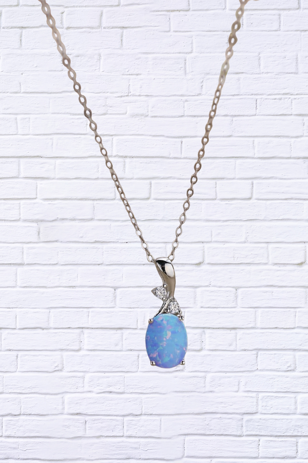 Opal Oval Pendant Chain Necklace