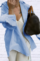 Effortless Cool – Oversized Striped Button-Down Shirt