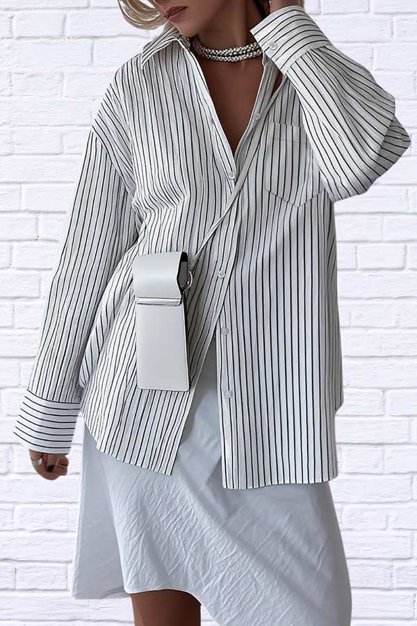 Effortless Cool – Oversized Striped Button-Down Shirt