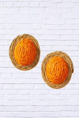Raffia Straw Button Stud Earrings