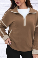 Half Zip Dropped Shoulder Sweatshirt
