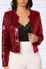 Full Size Sequin Long Sleeve Jacket Plus Size