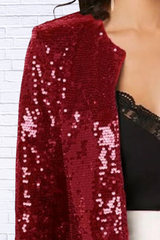 Full Size Sequin Long Sleeve Jacket Plus Size