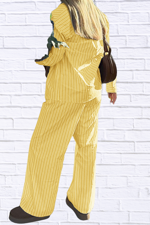 Striped Button Up Shirt and Pants Set