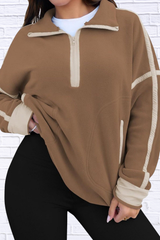 Half Zip Dropped Shoulder Sweatshirt