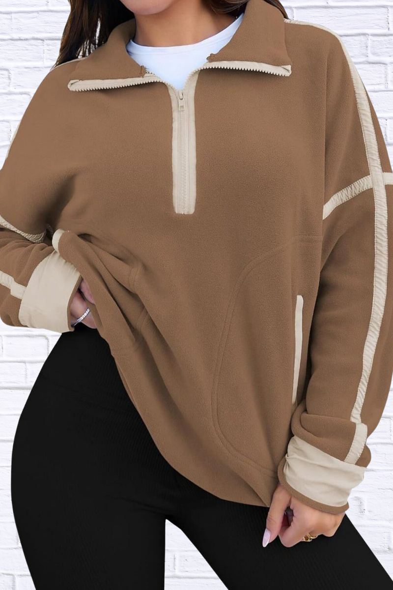 Half Zip Dropped Shoulder Sweatshirt