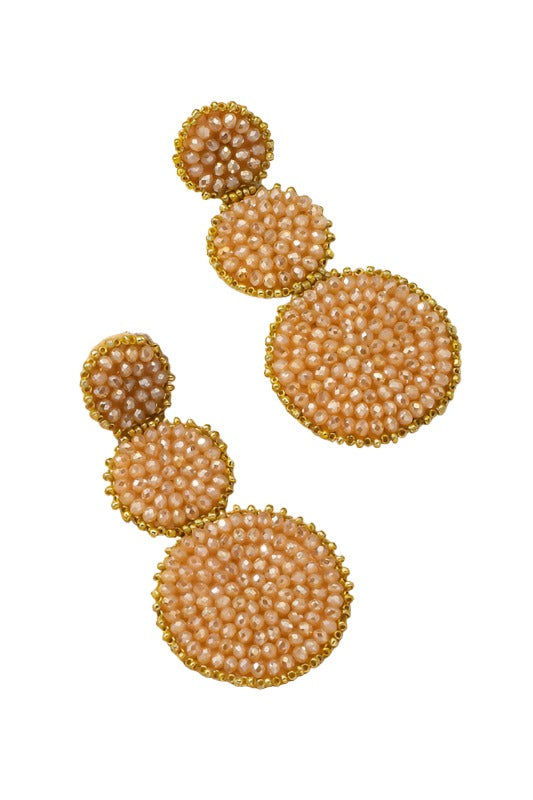 Graduate three Glass Bead Disks Drop Earrings