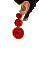 Graduate three Glass Bead Disks Drop Earrings
