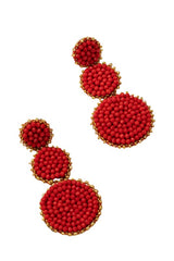 Graduate three Glass Bead Disks Drop Earrings