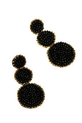 Graduate three Glass Bead Disks Drop Earrings