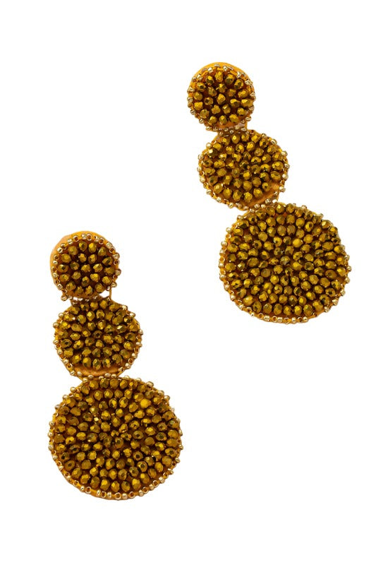 Graduate three Glass Bead Disks Drop Earrings