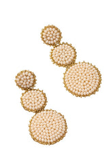 Graduate three Glass Bead Disks Drop Earrings