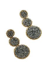Graduate three Glass Bead Disks Drop Earrings