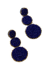 Graduate three Glass Bead Disks Drop Earrings