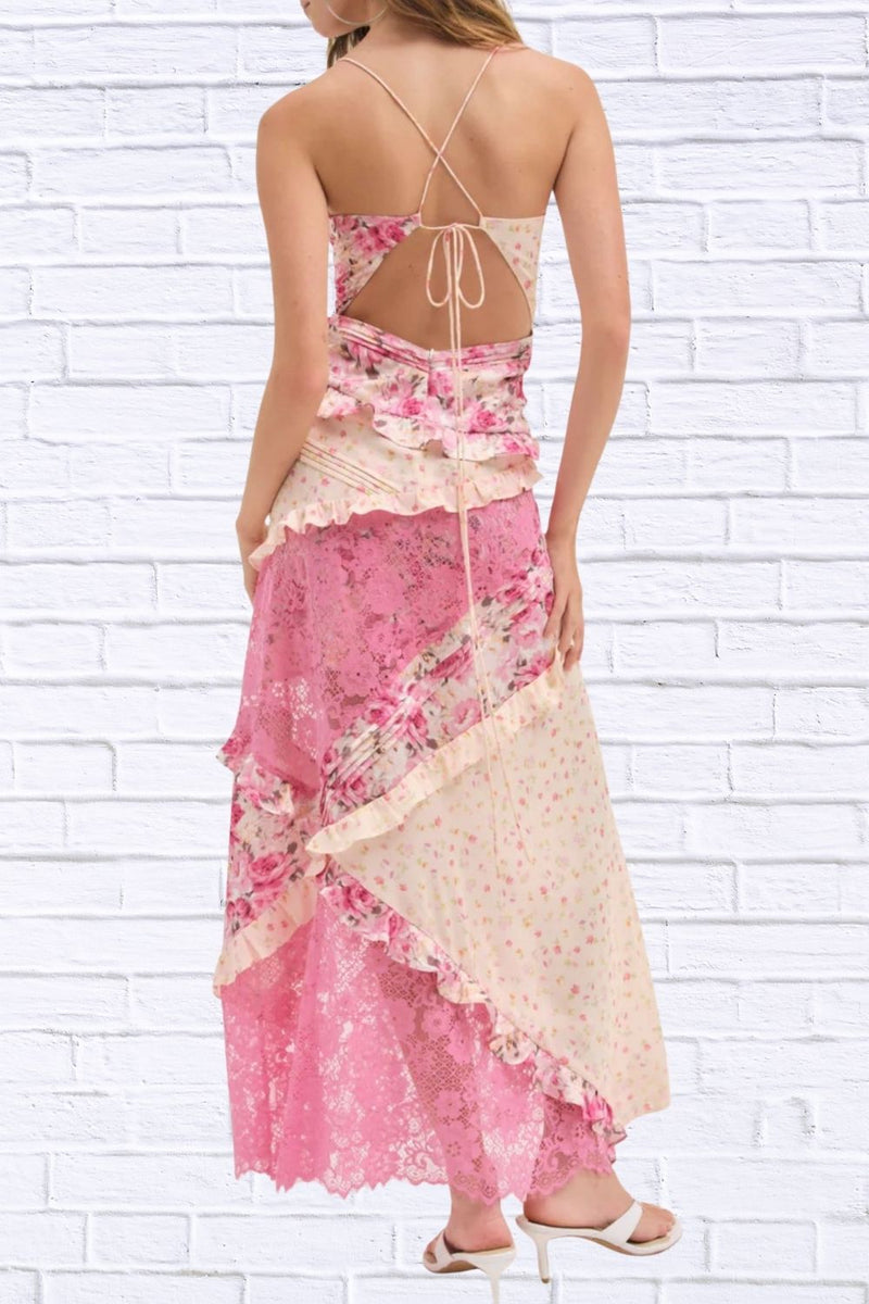diva pink lace floral maxi dress Lace Floral Maxi Dress for Women
