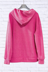 Button-Front Drawstring Hoodie