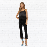 Studded Rhinestone Distressed Denim Jeans