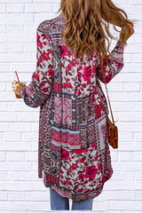 Printed Button Up Long Sleeve Top