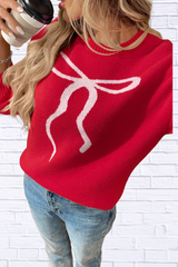 Bow Round Neck Long Sleeve Sweater