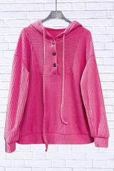 Button-Front Drawstring Hoodie