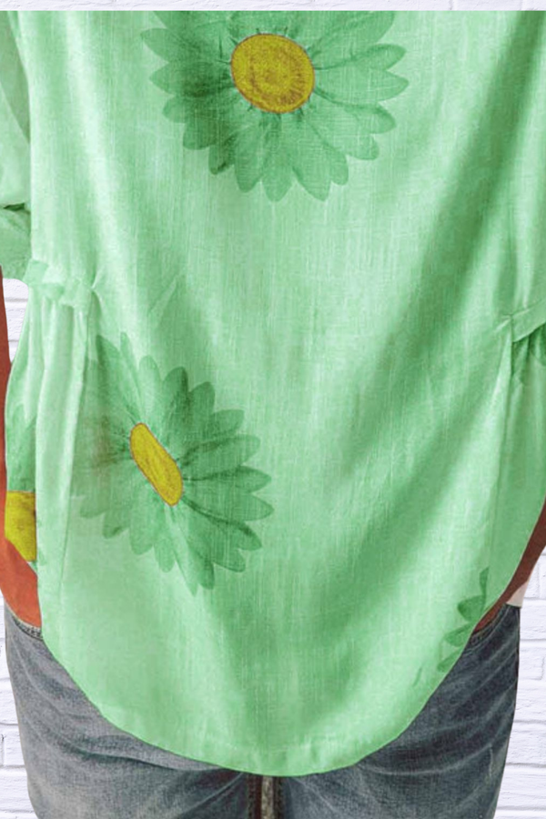 Full Size Flower Round Neck Half Sleeve T-Shirt Plus Size