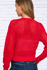 Zenana Button Down Lightweight Crochet Cardigan Sweater