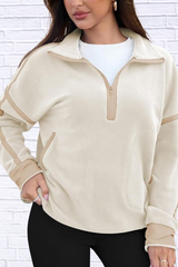 Half Zip Dropped Shoulder Sweatshirt