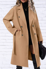 Double-Breasted Tie Waist Coat