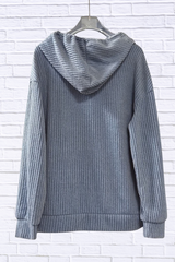 Button-Front Drawstring Hoodie