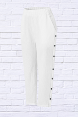 Full Size Side Decor Button Casual Wide Leg Pants Plus Size