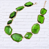 Geometrical Shape Zinc Alloy Frame Resin Necklace