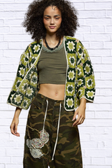 Winnie Open Front Cardigan with Varied Patterns