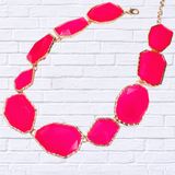 Geometrical Shape Zinc Alloy Frame Resin Necklace