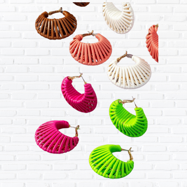 Cord braided cone shape hoop earrings