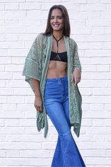 Floral Lace Textured Kimono