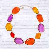 Geometrical Shape Zinc Alloy Frame Resin Necklace