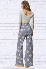 Flower Printed Side Pocket Wide Pants