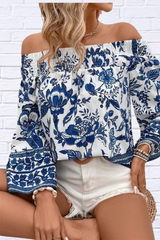 Off-Shoulder Floral Print Blouse