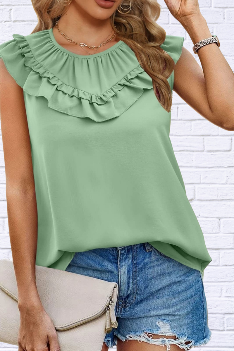 Ruffle Round Neck Blouse