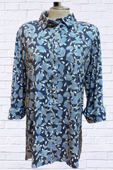 Dina Artistic Blouse Blue and White Print