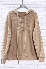 Button-Front Drawstring Hoodie