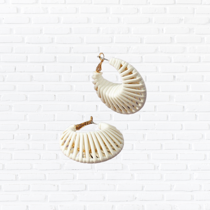 Cord braided cone shape hoop earrings