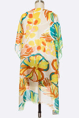 Tropical Floral Print Light Weight Kimono Cardigan