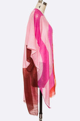 Swirly Color Print Light Weight Kimono Cardigan