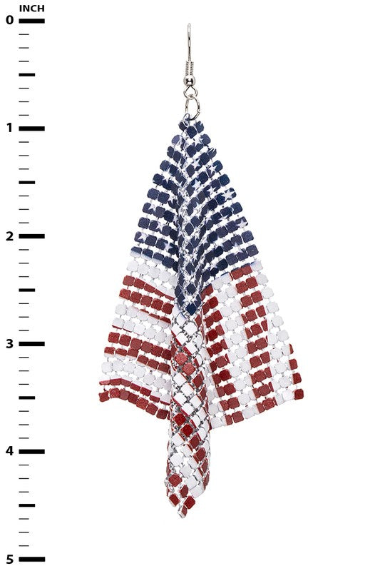 God Bless America USA Flag Chainmail Iconic Earrings. T